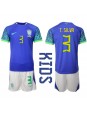 Brasilia Thiago Silva #3 Vieraspaita Lasten MM-kisat 2022 Lyhythihainen (+ shortsit)